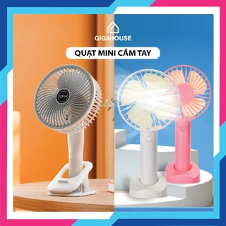 [HÀNG CHẤT LƯỢNG GIÁ HỜI] Quạt mini cầm tay nút táo có đế - Quạt mini Super tích điện đa năng kẹp bàn, cầm tay cực mát