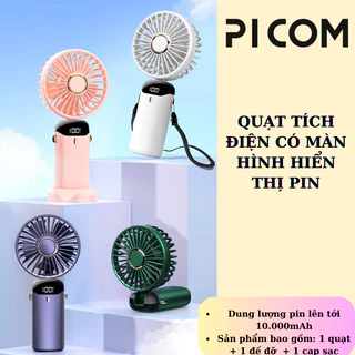 Quạt Tích Điện Cầm Tay Mini 5 Cấp Độ Có Màn Hình Hiển Thị Pin Dung Lượng Lớn