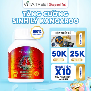 Tăng cường sinh lý Vitatree Essence Of Kangaroo 40000 Max 100 viên Úc nam giới bổ sung vitamin khoáng chất phái mạnh