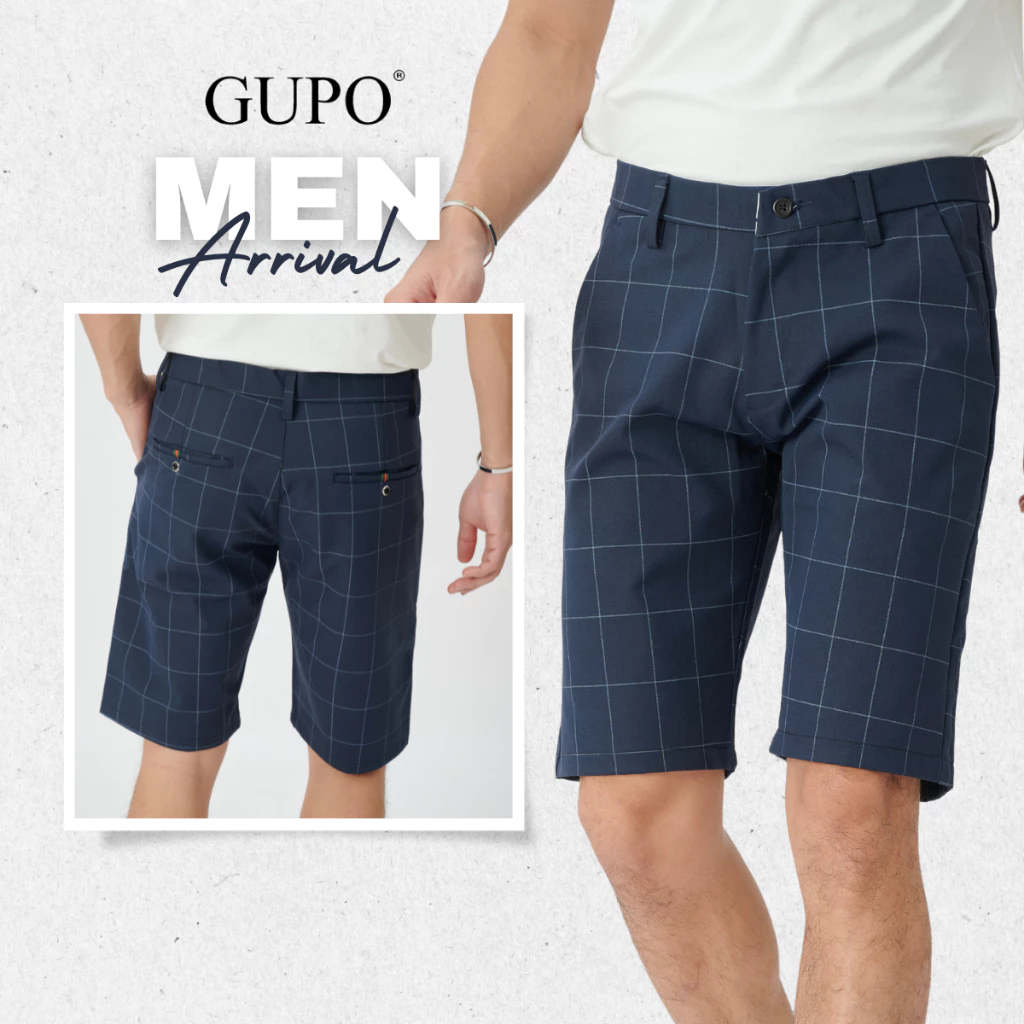 Quần Short Tây Âu Nam Caro GUPO Local Brand Cotton Sọt Ngắn Đùi Cotton Co Giãn 2 chiều Tôn Dáng