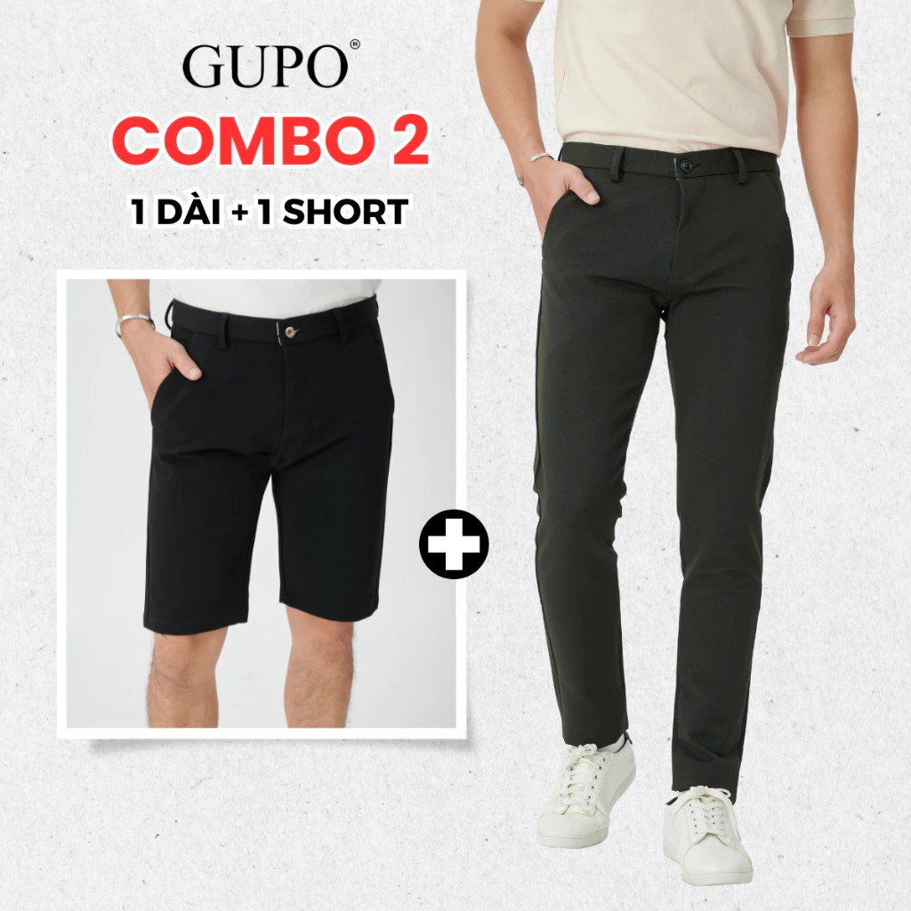 [Combo 2] Quần Âu Slimfit Nam Ống Côn GUPO Local Brand Và Short Tây Cotton Co Giãn 4 Chiều Lịch Lãm