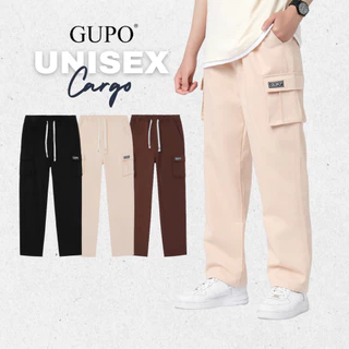 Quần Kaki Ống Suông Túi Hộp Unisex GUPO Local Brand Cargo Dài Bigsize Form Rộng Lưng Thun Trẻ Trung