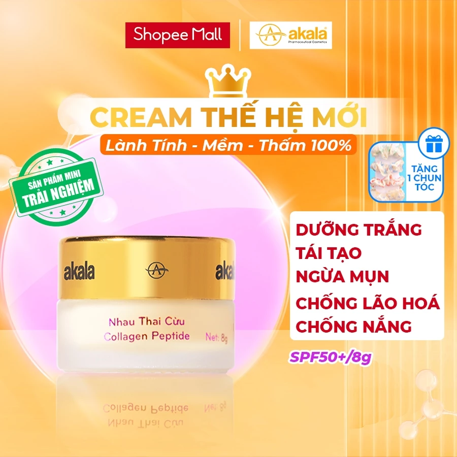 Dưỡng Trắng Da - Chống Nắng - Chống Lão Hoá - Tái Tạo - Ngừa Mụn akala (Nhau Thai Cừu & Collagen Peptide) 8gram