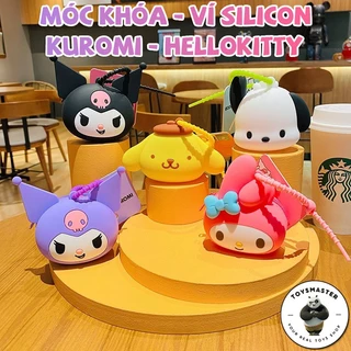 Móc Khóa Ví Kuromi,Cinnamoroll,Hello Kitty Siêu Dễ Thương Chất Liệu Silicon Cao Cấp Ngăn Chứa Rộng Rãi Đựng Tai Nghe,Sạc