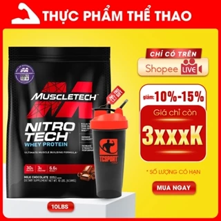 Sữa Tăng Cơ - Nitro Tech bịch 10lbs (4.5Kg) 2 mùi socola, vani - Hàng Chính Hãng Muscletech USA