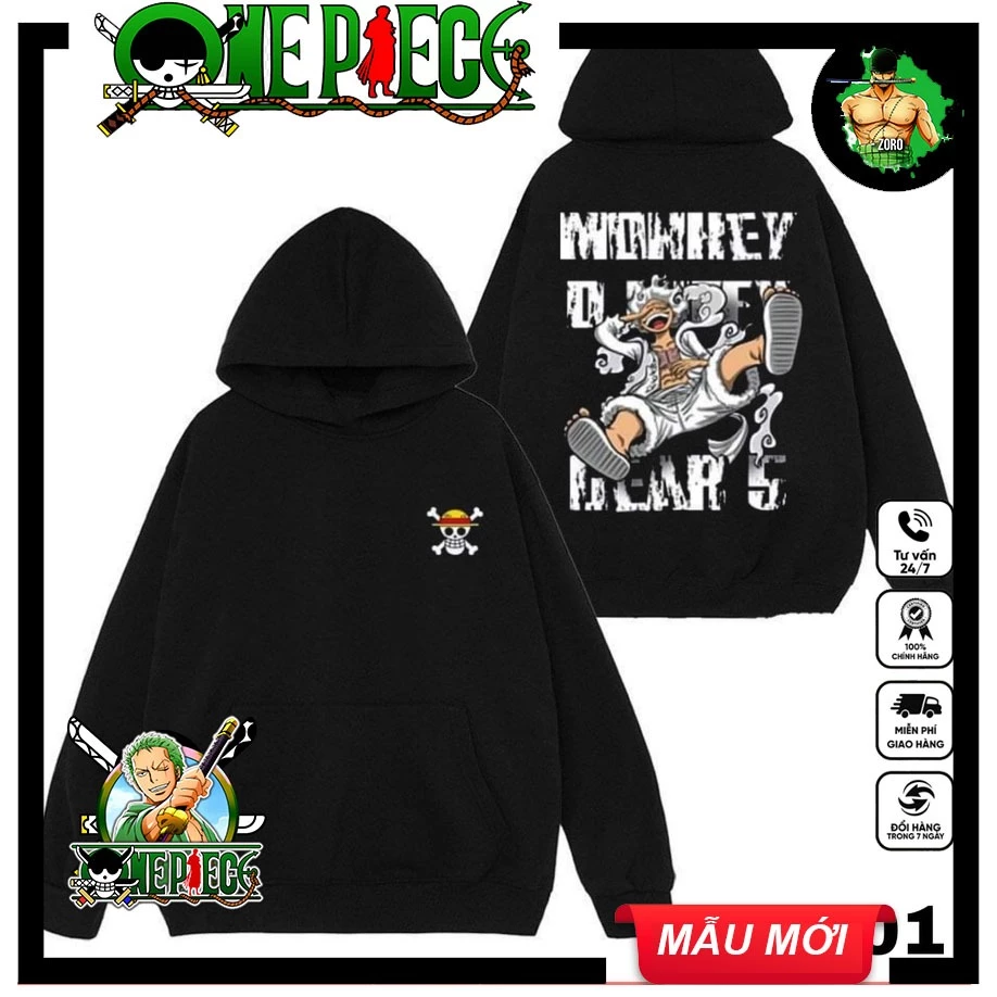 Áo Hoodie Nỉ Anime One Piece, Luffy Gear 5. Áo Nỉ Dày Dặn Phong Cách Trẻ Trung Năng Động Form Rộng Nam Nữ Đủ Size |