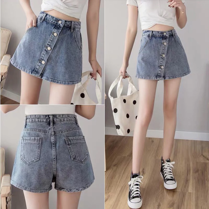 Quần giả váy ngắn cạp cao tôn dáng cực đẹp hottrend hàng QCCC, quần short jean lưng cao tôn dáng