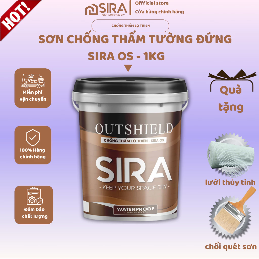 Keo Sơn Chống Thấm Lộ Thiên SIRA (5KG)- Chống Thấm Ngoài Trời,Tường Đứng, Sân Thượng,Chống Thấm Dột