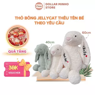 Thỏ Bông Tai Dài Jellycat - Thêu Tên Theo Yêu Cầu, Gấu Bông Mềm Quà Tặng Cho Bé và Người Yêu