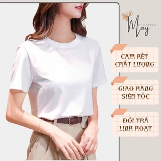 Áo thun nữ trơn cổ tròn tay ngắn dáng suông cao cấp áo phông nữ cộc tay cotton đẹp MY207R