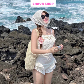 Bikini Jumpsuit Đi Biển Liền Thân Phối Bèo Nơ Ngực Sexy CHAVA SHOP