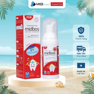 Kem đánh răng Midbos thương hiệu Midkid nuốt được cho bé từ 1 tuổi, hữu cơ giúp làm sạch, trắng răng