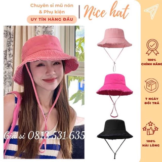 Mũ Bucket Tua Rua Trơn Vành rộng kèm dây Basic Chống nắng Form Unisex Nam Nữ - M56