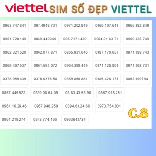 C8) Sim 096,097,098,0988,0989,Sim viettel Trả Trước Gía Rẻ,Đăng Ký chính chủ.