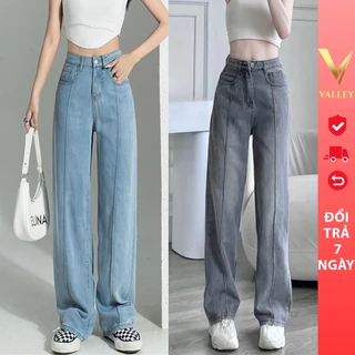 Quần Jeans Ống Suông rộng form Rộng Avocado Lưng Cao ôm eo màu RETRO, Quần bò ống suông nữ cạp cao Phong Cách cá tính