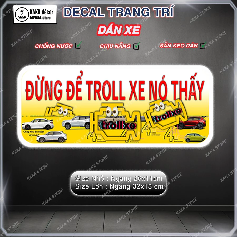 Tem Xe Đừng Để Troll Xe Nó Thấy 🕵️ Chống Nước, Sẵn Keo Dán - Logo Decal Troll Xe Mang Đến Sự Kết Nối, Giải Trí, Vui Vẻ.