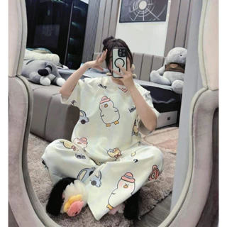 Bộ đồ nữ Cotton dáng rộng mặc nhà in hình Gà con Mimi Set đồ nữ dáng rộng BIGSIZE