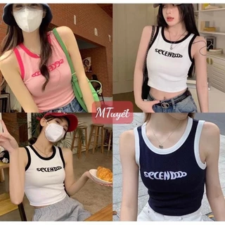 Áo ba lỗ viền chữ croptop hàng QC