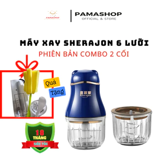 Máy xay ăn dặm cho bé Sherajon 8 lưỡi dao,cối thủy tinh,máy xay đa năng, xay thịt cháo, sinh tố