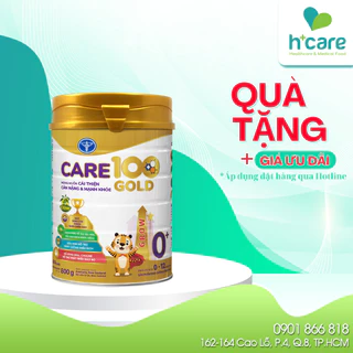 Sữa bột Nutricare Care 100 Gold 900g hỗ trợ cân nặng cho trẻ biếng ăn, thấp còi