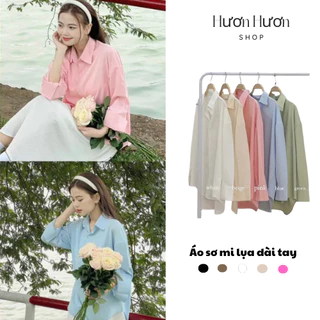 Áo sơ mi lụa form rộng dài tay , áo sơ mi lưu diệc phi hươnhươnshop