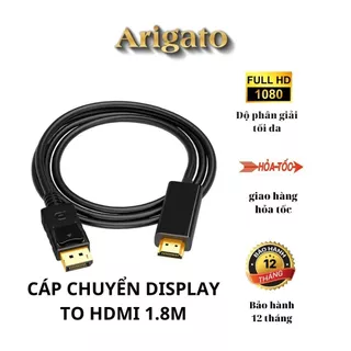 Cáp chuyển displayport ra HDMI, displayport to hdmi 1.8M Full HD cho màn hình, máy chiếu...