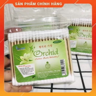 Tăm Bông Cán Gỗ Orchid Xuất Hàn 100 que ORCHID / Tăm bông ngoáy tai Cotton Buds (Wooden).