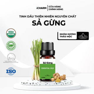 Tinh dầu sả gừng xông phòng 10ml, 50ml iCHARM - Tinh dầu thiên nhiên nguyên chất, không pha loãng