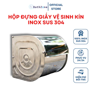 Hộp đựng giấy vệ sinh kín BathZone chất liệu Inox 304 gắn tường cho gia đình