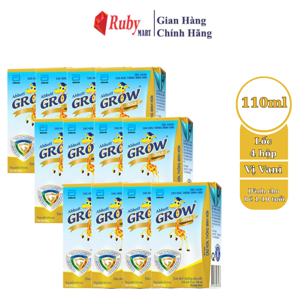 [Date T3/25]Combo 3 lốc Sữa nước Abbott Grow Gold hương vani 110ML  (Từ 1 tuổi)