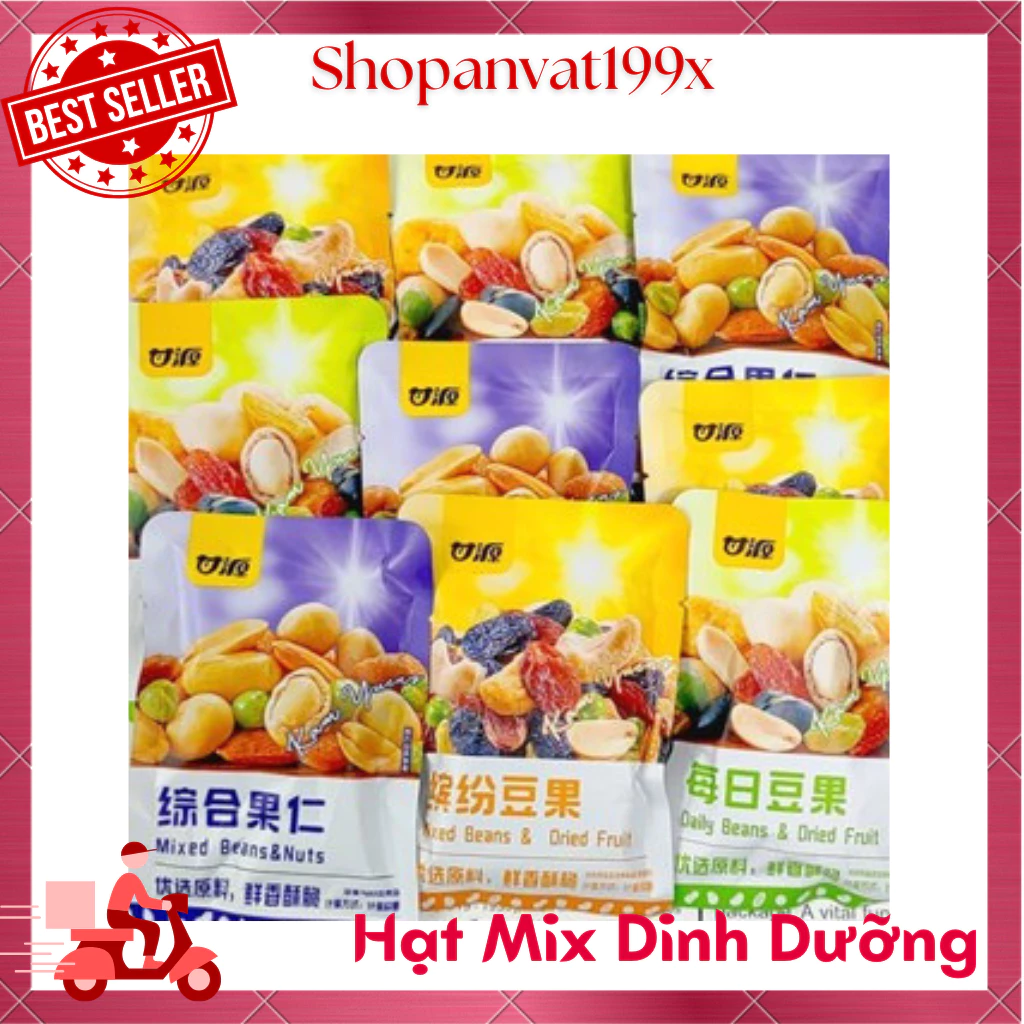 Gói Hạt Mix Dinh Dưỡng GANYUAN 30G, Hạt Dinh Dưỡng Mix Trái Cây Sấy Giòn, Hạt Ngũ Cốc Sấy Khô Tẩm Vị Nội Địa