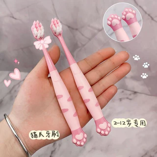 Set 2 bàn chải đánh răng lông mềm họa tiết móng vuốt mèo dễ thương cho bé 14cm 🌸 tuyển sỉ🌸