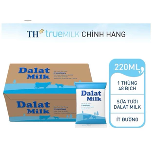 Thùng 48 Bịch Sữa Tươi Dalat 220ml Có Đường / Ít Đường / Tự Nhiên date mới