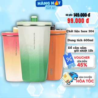 Ly giữ nhiệt GODWELL cute dễ thương có kèm ống hút dung tích 600ML chất liệu inox cực bền bỉ giữ nhiệt 48H