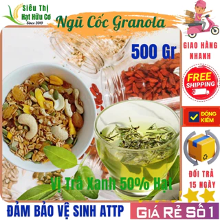 500Gr Ngũ cốc dinh dưỡng ăn kiêng Granola vị trà xanh, vị mật ong, vị socola, dinh dưỡng hàng loại 1