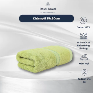 Khăn Lau Đầu, Khăn Gội Rowi Towel 35x80cm 100% Cotton Mềm Mại, Thấm Hút Tốt, Không Phai Màu