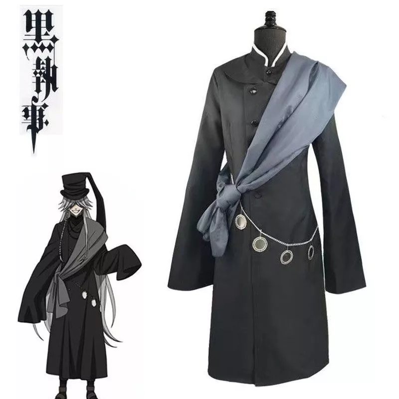 black butler cosplay Costume Kuroshitsuji Undertaker Suit Halloween Outfit Unisex+Hat Trang Phục