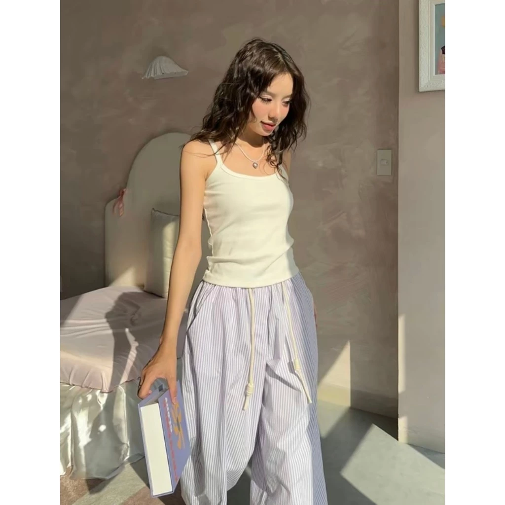 { XẢ KHO ] Quần sọc ống rộng dây rút cute siêu xinh/ hách dáng. đủ màu hót 2024 (soc 5)
