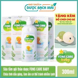 Sữa tắm thảo dược cho bé Fons Care Baby tắm gội thảo dược Sạch hết rôm, sảy, mẩn ngứa, hăm tã trẻ sơ sinh (Chai 300ml)