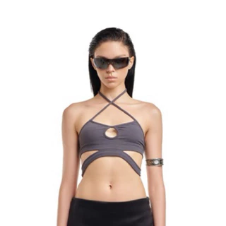 AYSERKRIS | Áo Croptop Thun Gân Cut Out