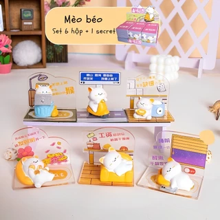 Mô hình hộp mù Blind box Mèo béo  - Decor trang trí bàn, Quà tặng sinh nhật