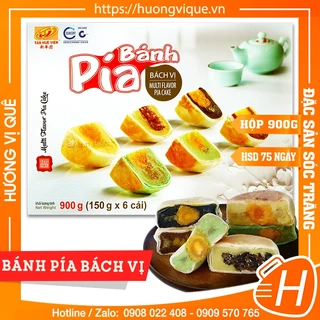 Bánh Pía Bách Vị Tân Huê Viên - Hộp 900g(6 Bánh 6 Vị Riêng Biệt) - Đặc Sản Sóc Trăng