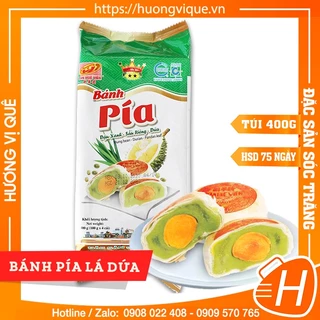 Bánh Pía Lá Dứa Sầu Riêng Trứng Muối Tân Huê Viên - Túi 400g(4 Cái) - Đặc Sản Sóc Trăng