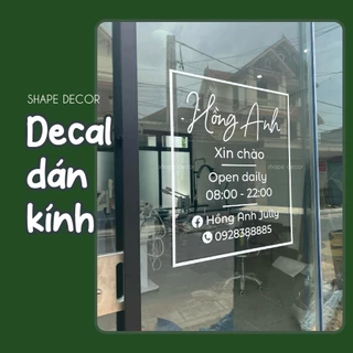 Decal Open Close dán kính đặt theo yêu cầu