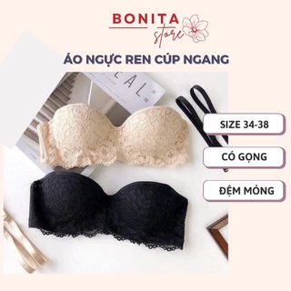 Áo ngực cup ngang đệm mỏng, áo lót nữ ren có gọng nâng ngực nhẹ phong cách trẻ trung Bonita QR73