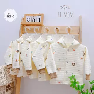 Áo khoác cho bé xốp trần bồng Hi mom có mũ ấp áp mùa đông