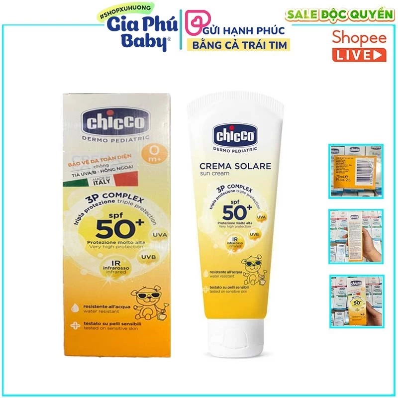 Kem chống nắng Chicco  SPF 50+ ( kem chống nắng chicco ) chính hãng