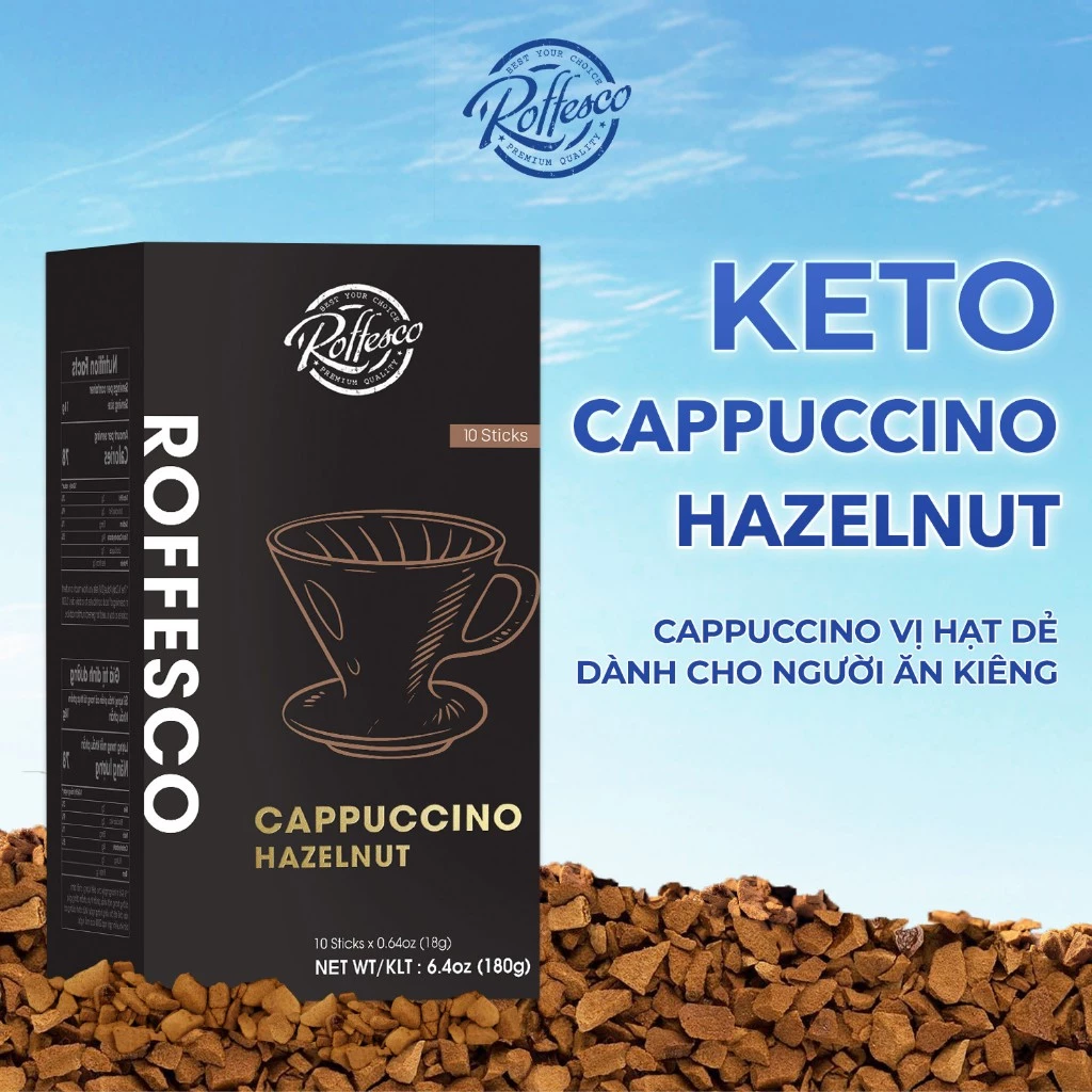 Cappuccino Hạt Dẻ ROFFESCO Hương Thơm Quyến Rũ Dành Cho Người Ăn Kiêng Hộp 180g
