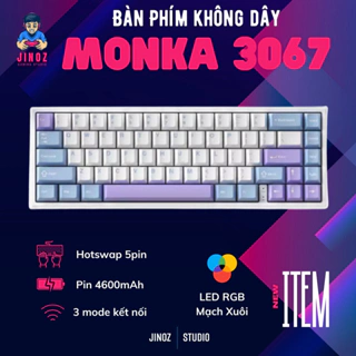 Bàn phím cơ MONKA 3067 Pro V2 - Hỗ trợ Hotswap - Mạch xuôi - Có app tùy chỉnh, LED RGB nhiều chế độ - Jinoz Gaming
