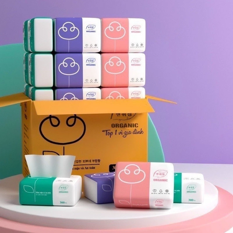 Thùng 30 gói rút, giấy ăn organic siêu mềm mịn hàng cao cấp ( mua 2 thùng free ship)